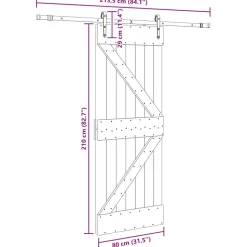 VIDAXL - Porte coulissante et kit de quincaillerie 80x210 cm pin massif