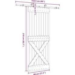 VIDAXL - Porte coulissante et kit de quincaillerie 80x210 cm pin massif