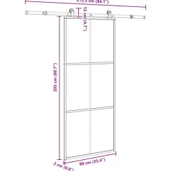 VIDAXL - Porte coulissante avec kit de quincaillerie 90x205 cm verre esg