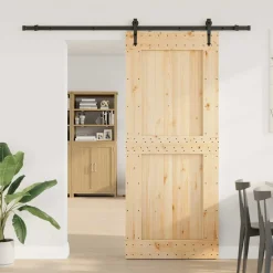 VIDAXL - Porte coulissante et kit de quincaillerie 95x210 cm pin massif