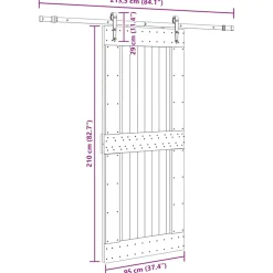 VIDAXL - Porte coulissante et kit de quincaillerie 95x210 cm pin massif