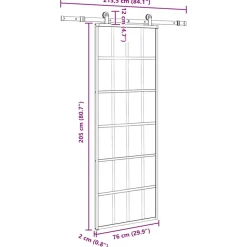 VIDAXL - Porte coulissante avec kit de quincaillerie 76x205 cm verre esg