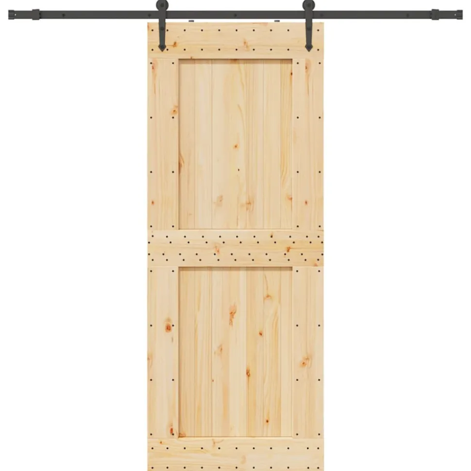 VIDAXL - Porte coulissante et kit de quincaillerie 90x210 cm pin massif
