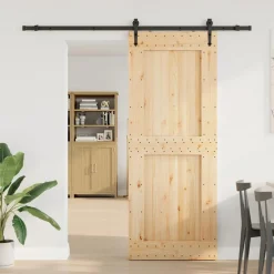 VIDAXL - Porte coulissante et kit de quincaillerie 90x210 cm pin massif