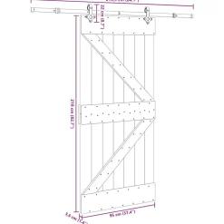 VIDAXL - Porte coulissante et kit de quincaillerie 95x210 cm pin massif