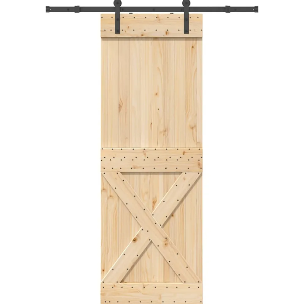 VIDAXL - Porte coulissante et kit de quincaillerie 80x210 cm pin massif
