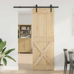 VIDAXL - Porte coulissante et kit de quincaillerie 80x210 cm pin massif