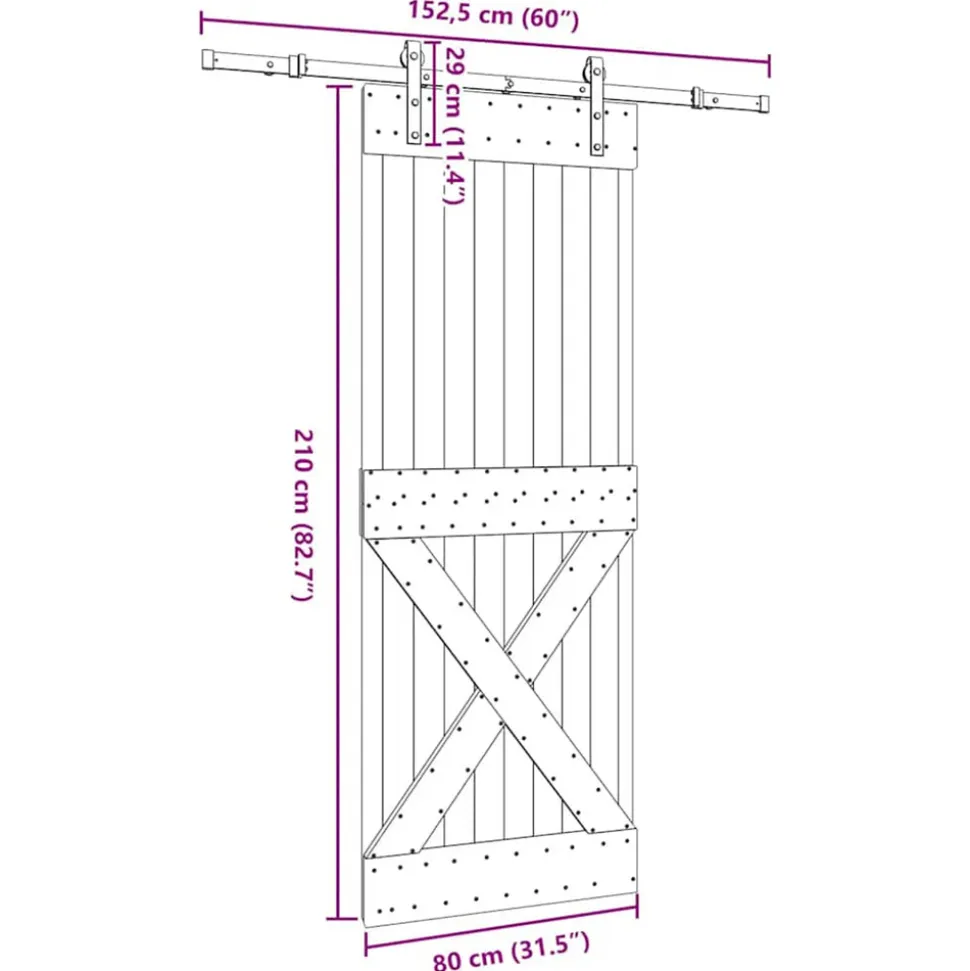 VIDAXL - Porte coulissante et kit de quincaillerie 80x210 cm pin massif