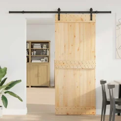 VIDAXL - Porte coulissante et kit de quincaillerie 85x210 cm pin massif