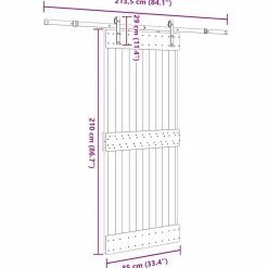VIDAXL - Porte coulissante et kit de quincaillerie 85x210 cm pin massif