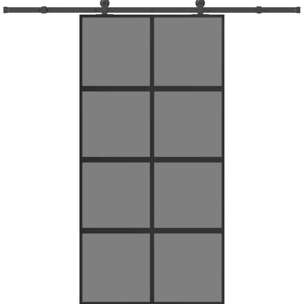 VIDAXL - Porte coulissante kit de quincaillerie trempé verre aluminium