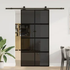 VIDAXL - Porte coulissante kit de quincaillerie trempé verre aluminium