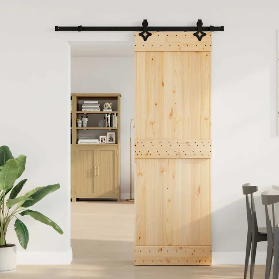 VIDAXL - Porte coulissante et kit de quincaillerie 70x210 cm pin massif