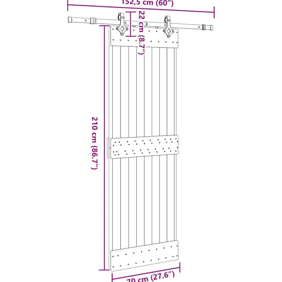 VIDAXL - Porte coulissante et kit de quincaillerie 70x210 cm pin massif