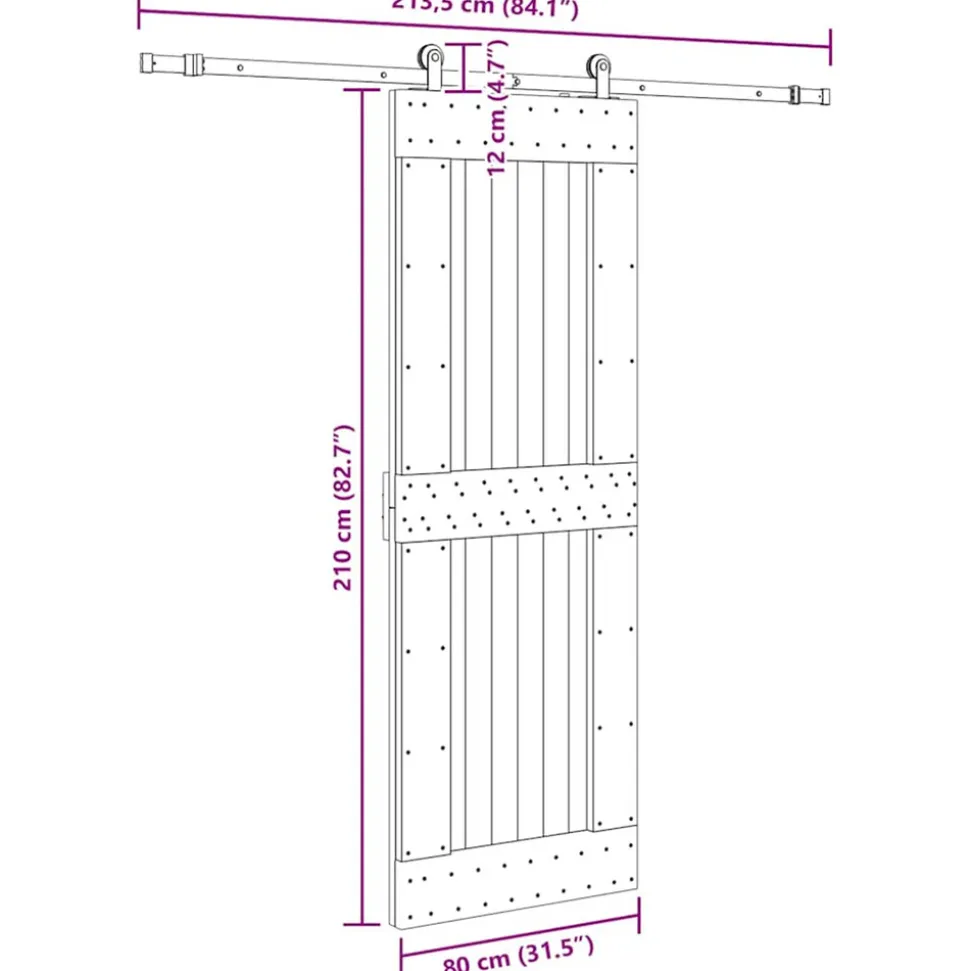 VIDAXL - Porte coulissante et kit de quincaillerie 80x210 cm pin massif