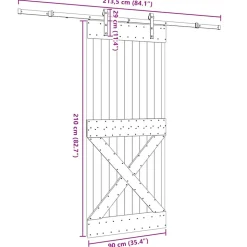 VIDAXL - Porte coulissante et kit de quincaillerie 90x210 cm pin massif
