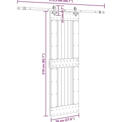 VIDAXL - Porte coulissante et kit de quincaillerie 70x210 cm pin massif