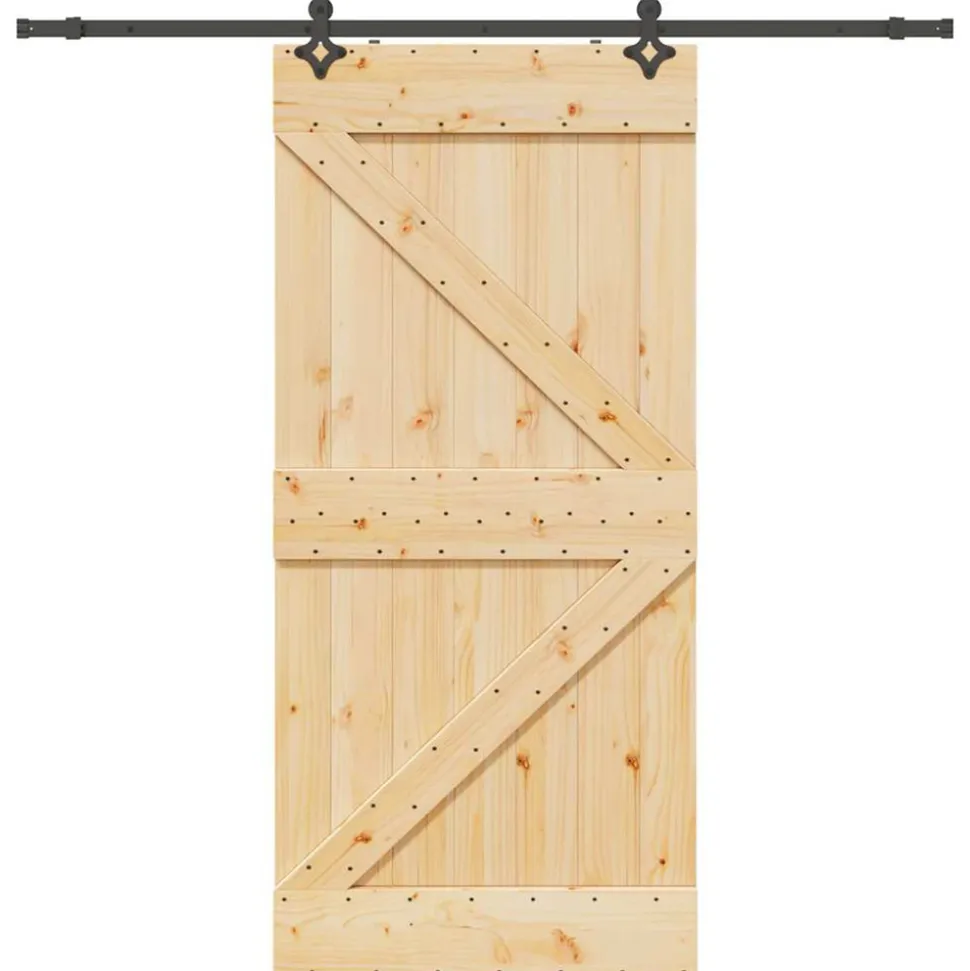 VIDAXL - Porte coulissante et kit de quincaillerie 90x210 cm pin massif