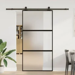 VIDAXL - Porte coulissante kit de quincaillerie trempé verre aluminium