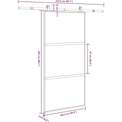 VIDAXL - Porte coulissante kit de quincaillerie trempé verre aluminium