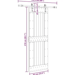 VIDAXL - Porte coulissante et kit de quincaillerie 85x210 cm pin massif
