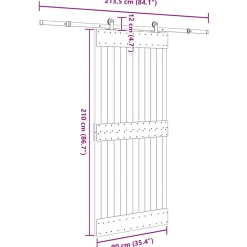 VIDAXL - Porte coulissante et kit de quincaillerie 90x210 cm pin massif