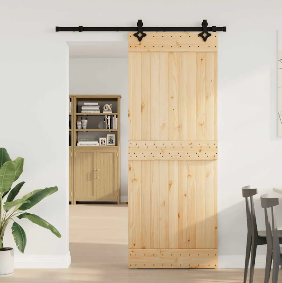 VIDAXL - Porte coulissante et kit de quincaillerie 80x210 cm pin massif