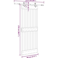 VIDAXL - Porte coulissante et kit de quincaillerie 80x210 cm pin massif