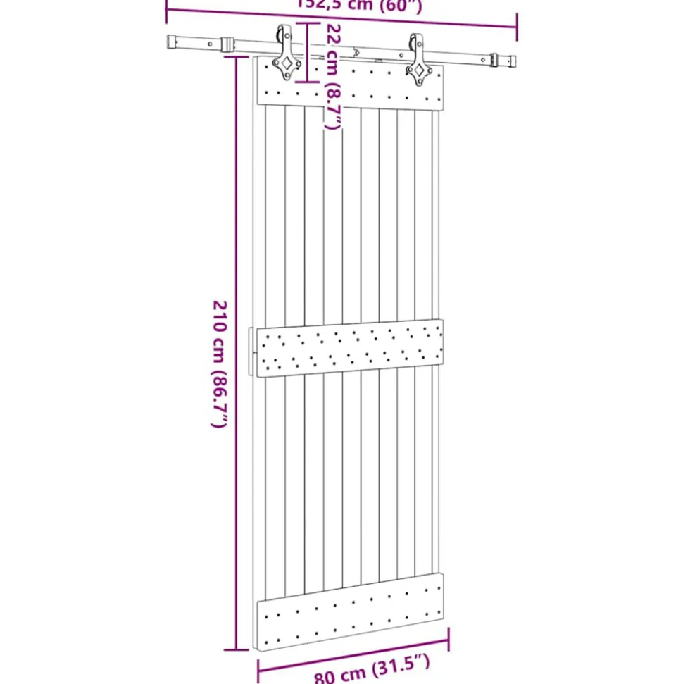 VIDAXL - Porte coulissante et kit de quincaillerie 80x210 cm pin massif