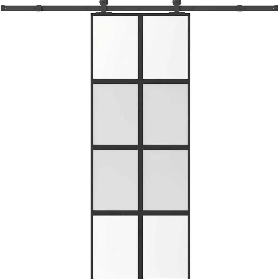 VIDAXL - Porte coulissante kit de quincaillerie trempé verre aluminium