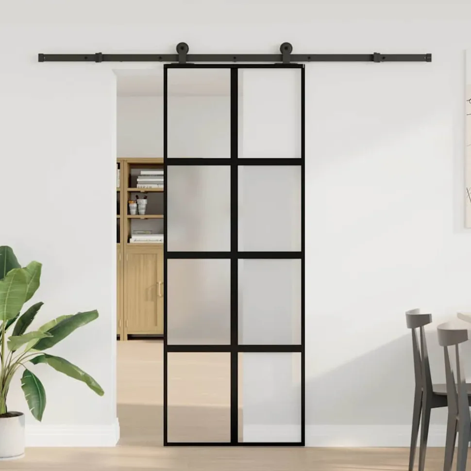 VIDAXL - Porte coulissante kit de quincaillerie trempé verre aluminium