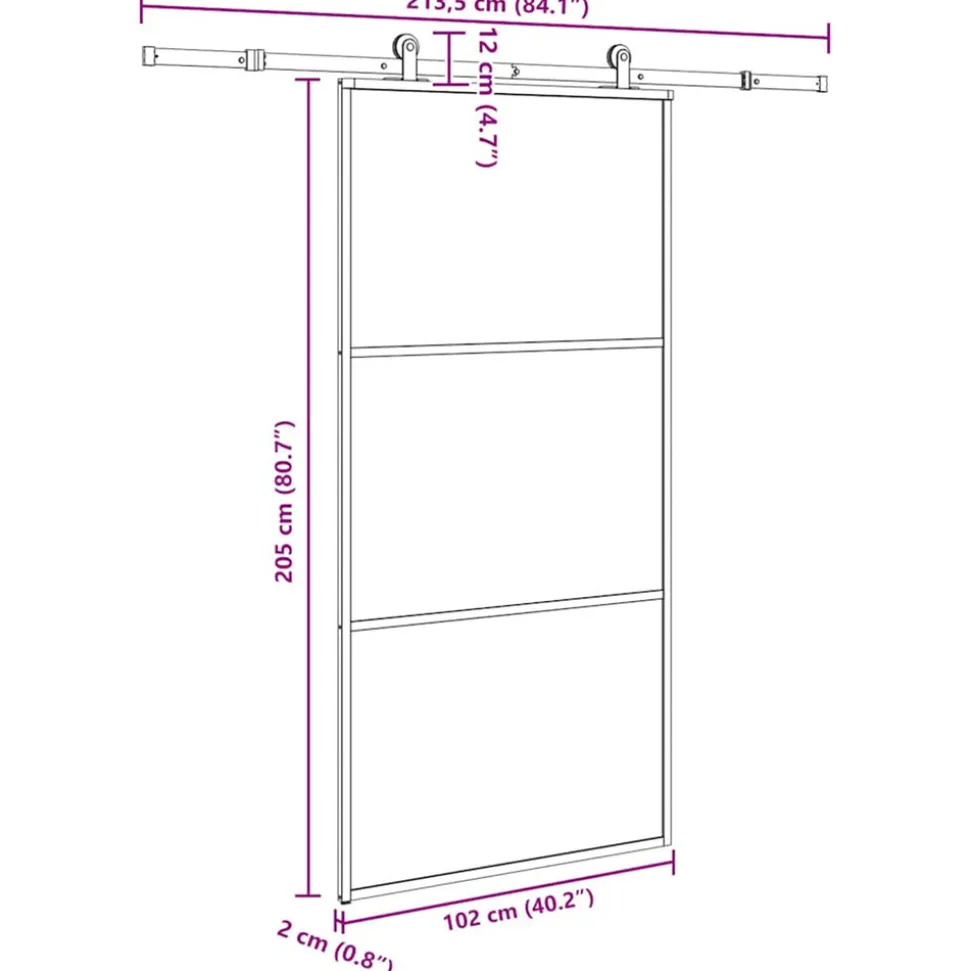VIDAXL - Porte coulissante et quincaillerie esg verre et aluminium