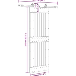 VIDAXL - Porte coulissante et kit de quincaillerie 80x210 cm pin massif