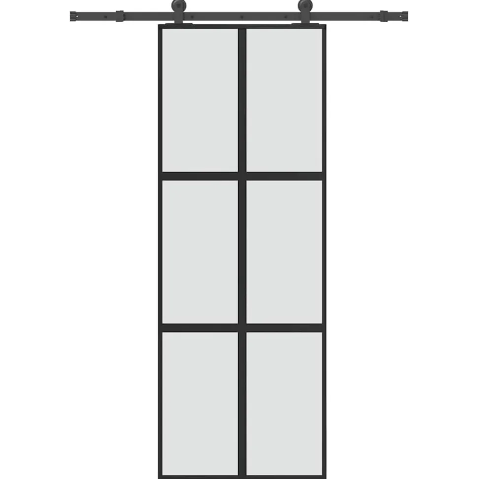 VIDAXL - Porte coulissante kit de quincaillerie trempé verre aluminium