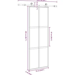 VIDAXL - Porte coulissante kit de quincaillerie trempé verre aluminium