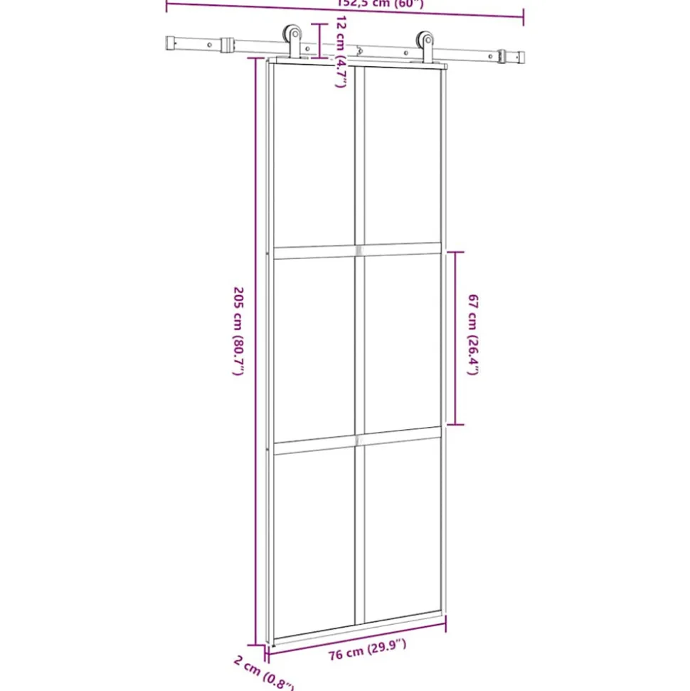 VIDAXL - Porte coulissante kit de quincaillerie trempé verre aluminium