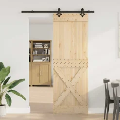 VIDAXL - Porte coulissante et kit de quincaillerie 80x210 cm pin massif