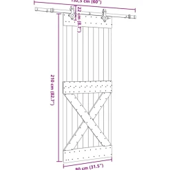 VIDAXL - Porte coulissante et kit de quincaillerie 80x210 cm pin massif