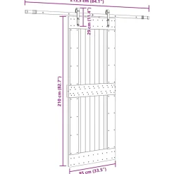 VIDAXL - Porte coulissante et kit de quincaillerie 85x210 cm pin massif