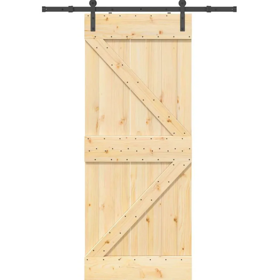 VIDAXL - Porte coulissante et kit de quincaillerie 85x210 cm pin massif