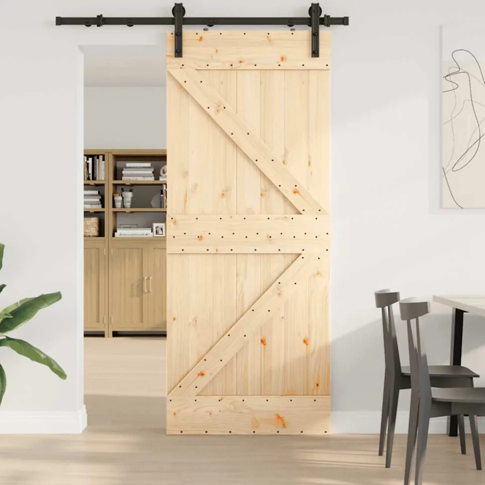 VIDAXL - Porte coulissante et kit de quincaillerie 85x210 cm pin massif