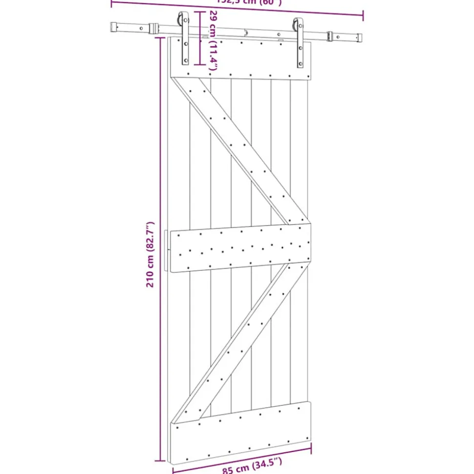 VIDAXL - Porte coulissante et kit de quincaillerie 85x210 cm pin massif
