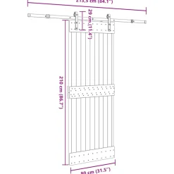 VIDAXL - Porte coulissante et kit de quincaillerie 80x210 cm pin massif