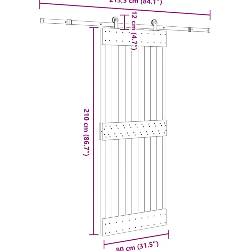 VIDAXL - Porte coulissante et kit de quincaillerie 80x210 cm pin massif