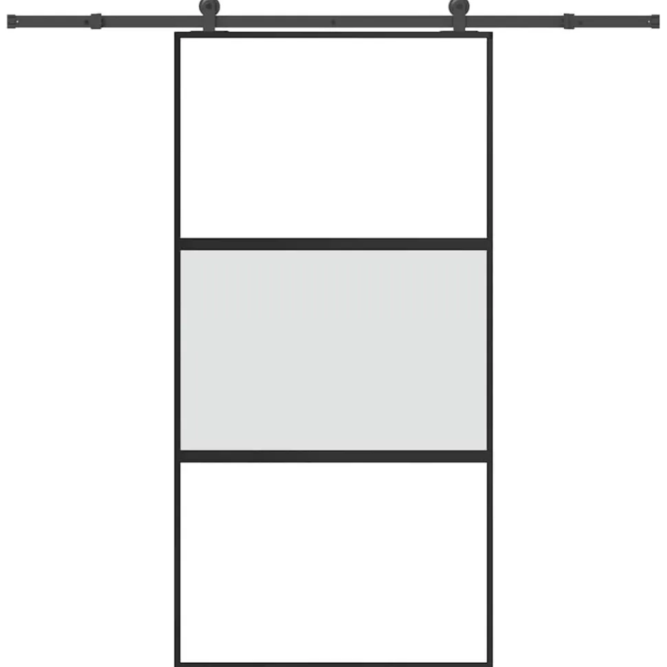 VIDAXL - Porte coulissante kit de quincaillerie trempé verre aluminium