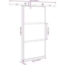 VIDAXL - Porte coulissante kit de quincaillerie trempé verre aluminium