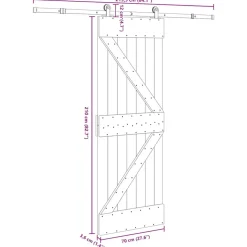 VIDAXL - Porte coulissante et kit de quincaillerie 70x210 cm pin massif