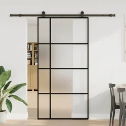 VIDAXL - Porte coulissante et kit de quincaillerie 102,5x205cm verre esg