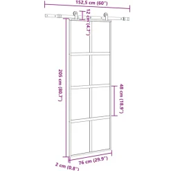 VIDAXL - Porte coulissante kit de quincaillerie trempé verre aluminium