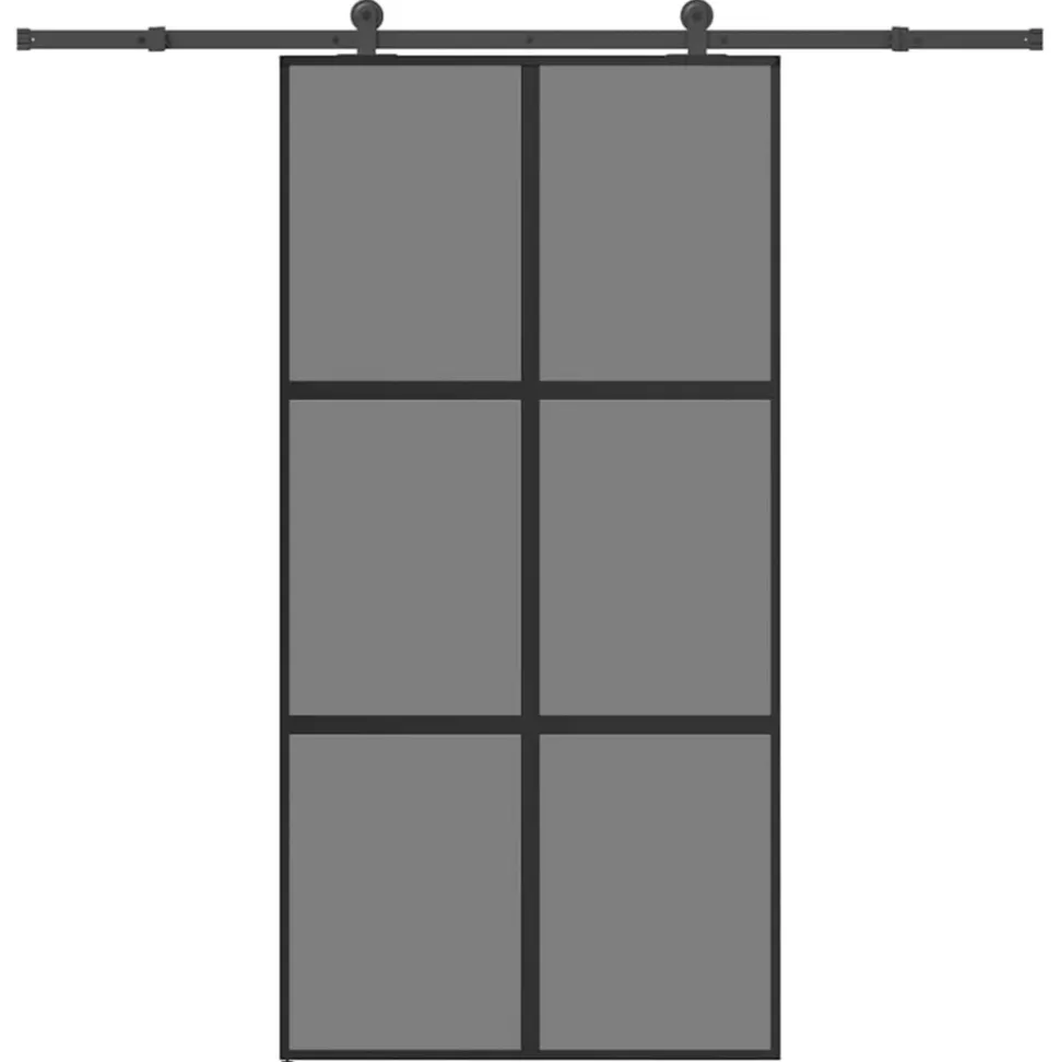 VIDAXL - Porte coulissante kit de quincaillerie trempé verre aluminium